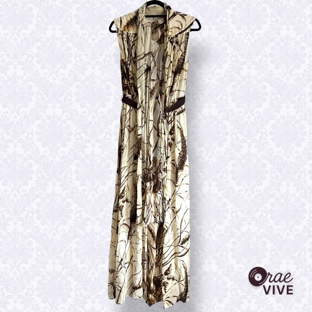 Banana Republic Valentina Maxi Dress Womens XS Wheat Botanical